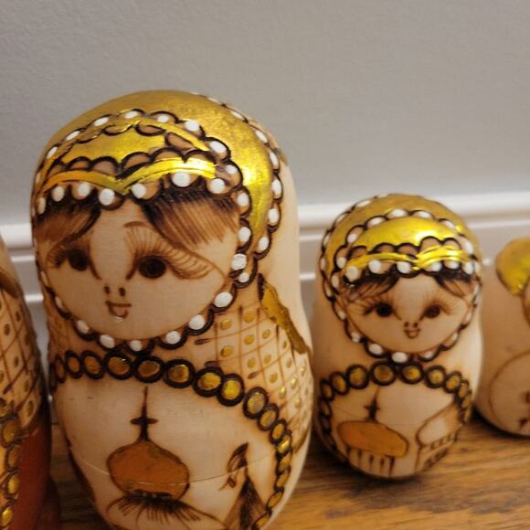 Russian stacking nesting Floral Church dolls Wooden pieces - Picture 10 of 11